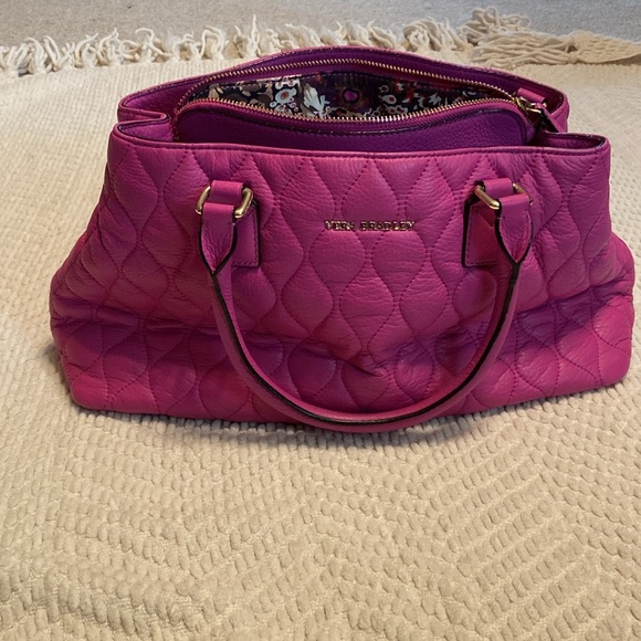 Vera Bradley Quilted Leather Emma Satchel- Fuschia - Picture 5 of 7